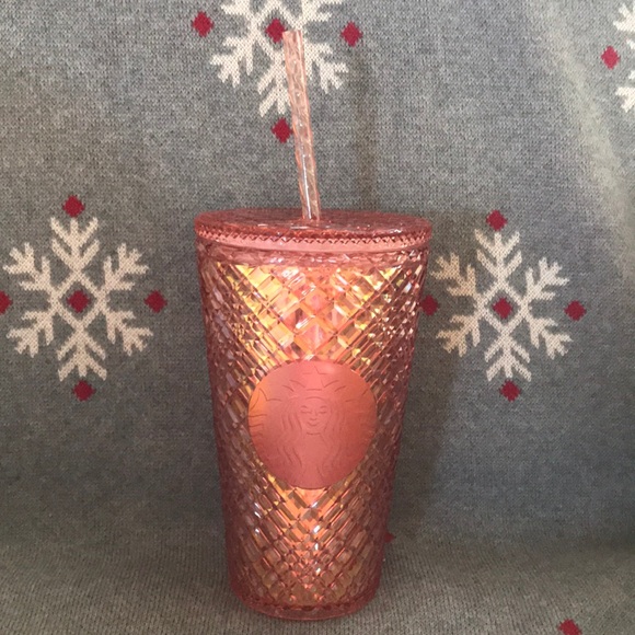Starbucks Rose Gold Jeweled Tumbler Holiday 2021 Limited Edition 16 oz Grande